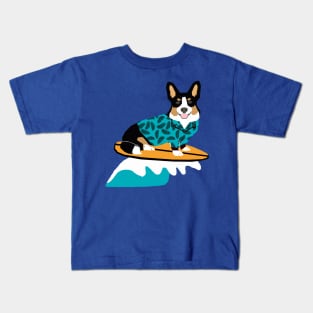 Tri Corgi Surfing Kids T-Shirt